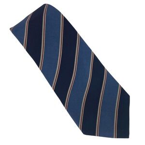 YVES SAINT LAURENT‎ Paris Repp Stripe Mens Silk Necktie Blue Red 57x3.5 England